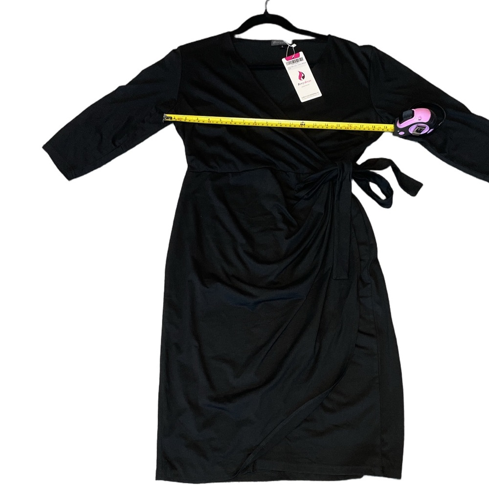 Berydress NWT Elegant Black Wrap Dress Woman’s large - Picture 3 of 5